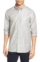 Men's Ted Baker London Laavno Extra Trim Fit Linen Blend Sport Shirt (m) - Grey