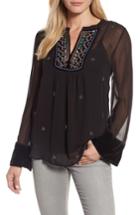 Women's Velvet By Graham & Spencer Beaded Georgette Blouse - Black