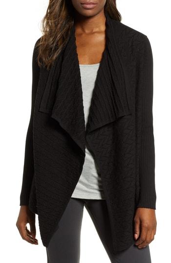 Women's Chaus Mixed Knit Cotton Cardigan - Black