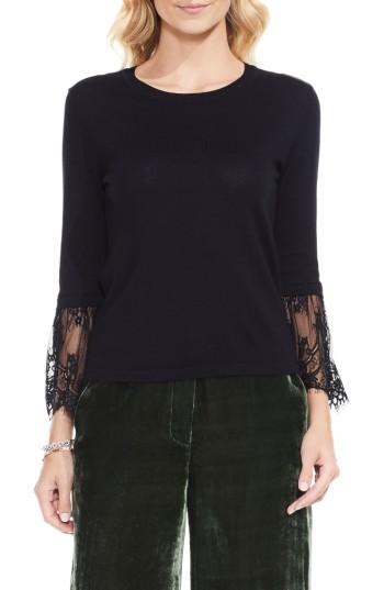 Women's Vince Camuto Lace Cuff Sweater - Black