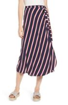 Women's Bp. Stripe Midi Wrap Skirt, Size - Blue