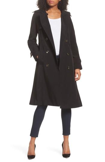 Women's London Fog Long Double Breasted Trench Coat - Beige