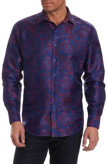 Men's Robert Graham Doosland Stane Limited Edition Classic Fit Silk Sport Shirt - Blue