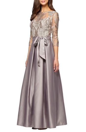Women's Alex Evenings Embroidered Bodice Ballgown - Metallic