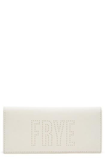 Women's Frye Carson Perforated Logo Slim Leather Wallet - White