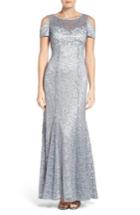 Women's Morgan & Co. Cold Shoulder Lace Gown /2 - Grey
