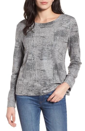Women's Halogen Foiled Sweatshirt, Size - Grey