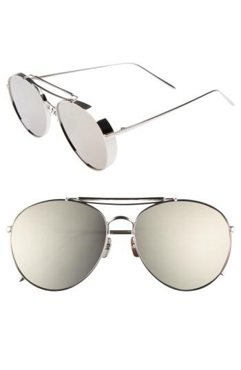 Women's Gentle Monster 60mm Aviator Sunglasses - Silver/ Dark Beige Mirror