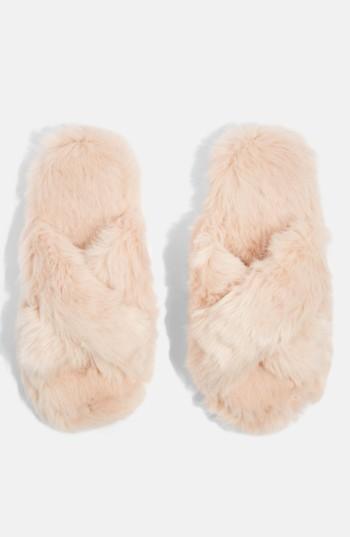 Women's Topshop Dolly Faux Fur Slippers - Pink