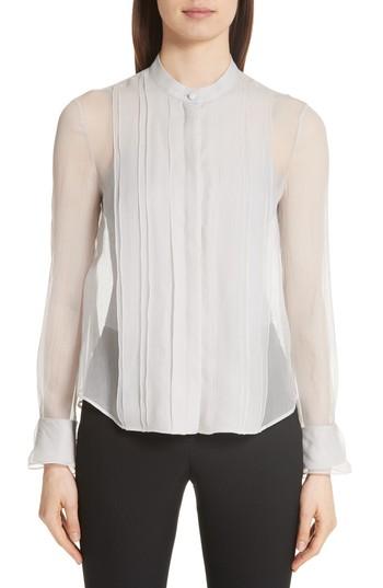 Women's Emporio Armani Crinkle Layered Silk Shirt Us / 38 It - White