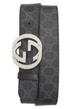 Men's Gucci Logo Buckle Interlocking Belt 0 Eu - Black