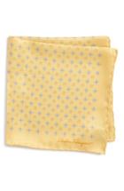 Men's Salvatore Ferragamo Edison Medallion Silk Pocket Square, Size - Yellow