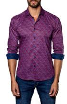 Men's Jared Lang Trim Fit Print Sport Shirt, Size - Red