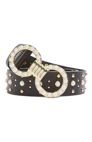 Women's Topshop Imitation Pearl Stud Belt /small - Black