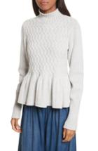 Women's La Vie Rebecca Taylor Braided Cable Mock Neck Pullover - Grey