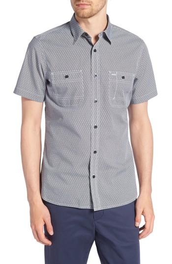 Men's 1901 Workwear Trim Fit Print Sport Shirt - Blue