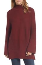 Petite Women's Caslon Ribbed Turtleneck Tunic Sweater P - Red