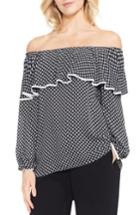 Women's Vince Camuto Droplet Geo Ruffled Off The Shoulder Top - Black