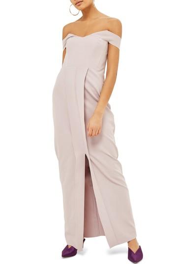 Women's Topshop Off The Shoulder Crepe Dress Us (fits Like 0) - Purple