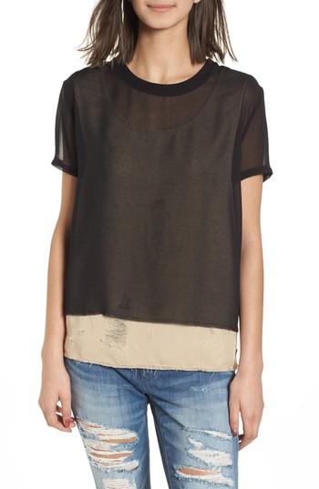 Women's True Religion Brand Jeans Mixed Media Layered Top - Beige