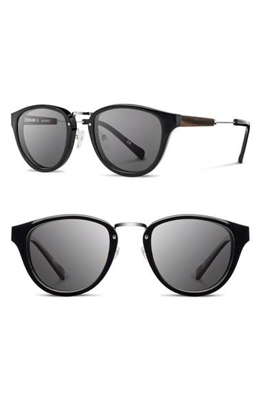 Women's Shwood 'ainsworth' 49mm Polarized Sunglasses - Black/ Silver/ Grey Polar