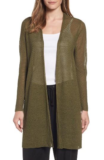 Women's Eileen Fisher Hemp Blend Long Cardigan, Size - Green