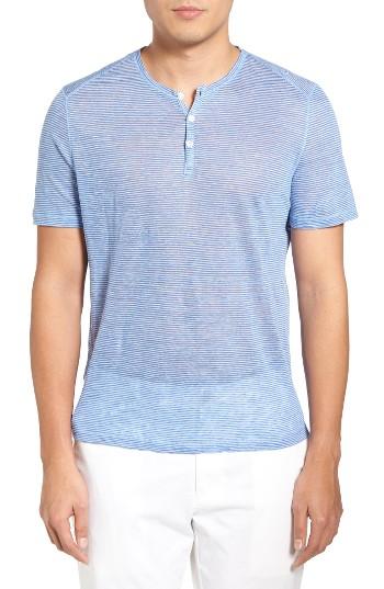 Men's Zachary Prell Carpel Stripe Linen Knit Henley