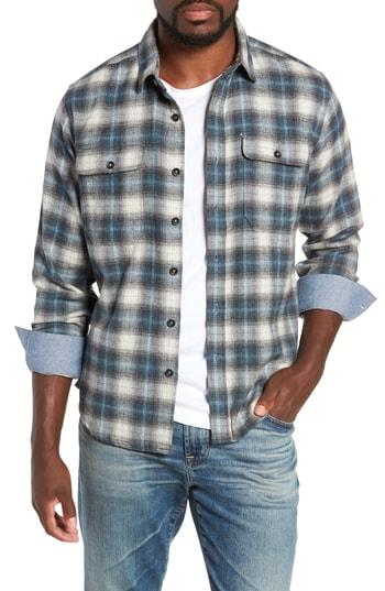Men's Jeremiah Knoxville Regular Fit Herringbone Plaid Flannel Shirt - Blue/green
