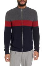 Men's Eleventy Colorblock Zip Sweater - Blue