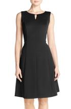 Women's Ellen Tracy Keyhole Front Scuba Fit & Flare Dress - Black
