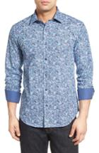 Men's Bugatchi Classic Fit Graphic Sport Shirt, Size - Blue