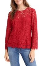 Women's J.crew Lace Top With Built-in Camisole - Red