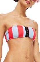 Women's Topshop Stripe Bandeau Bikini Top Us (fits Like 0) - Red