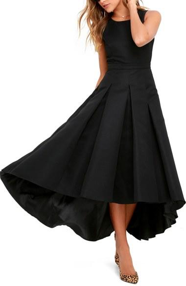 Women's Lulus Cutout Back Tea Length High/low Dress - Black