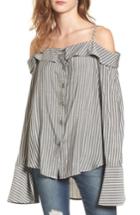 Women's Mimi Chica Flare Cuff Cold Shoulder Top - Grey