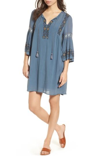 Women's Lucky Brand Embroidered Bell Sleeve Dress - Blue