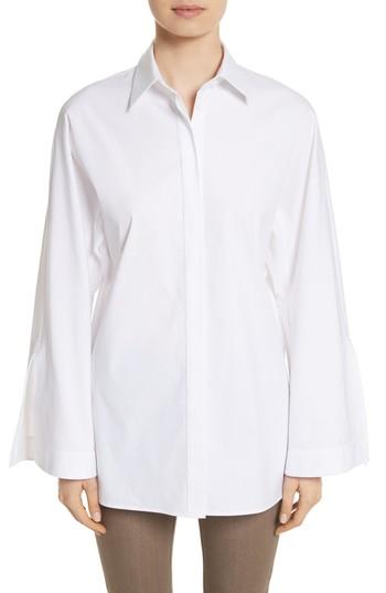 Women's Lafayette 148 New York Victoria Cotton Blend Blouse, Size - White