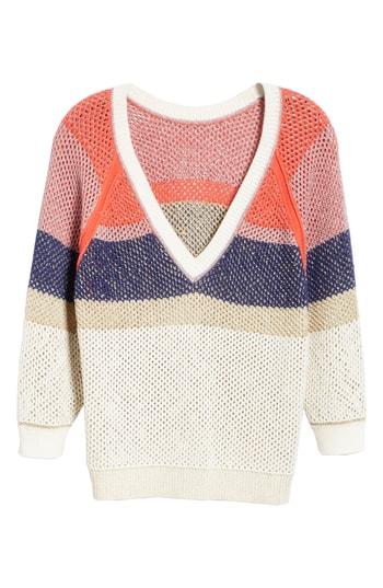 Women's Ba & Sh Hera Colorblock V-back Sweater - Ivory