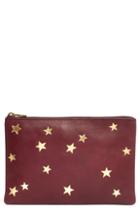 Madewell Star-embossed Leather Pouch Clutch - Burgundy