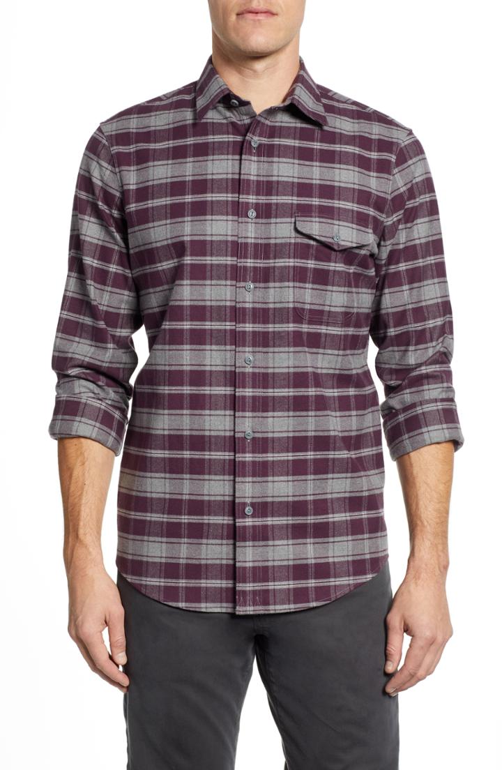 Men's Nordstrom Men's Shop Lumber Regular Fit Check Flannel Shirt - Burgundy
