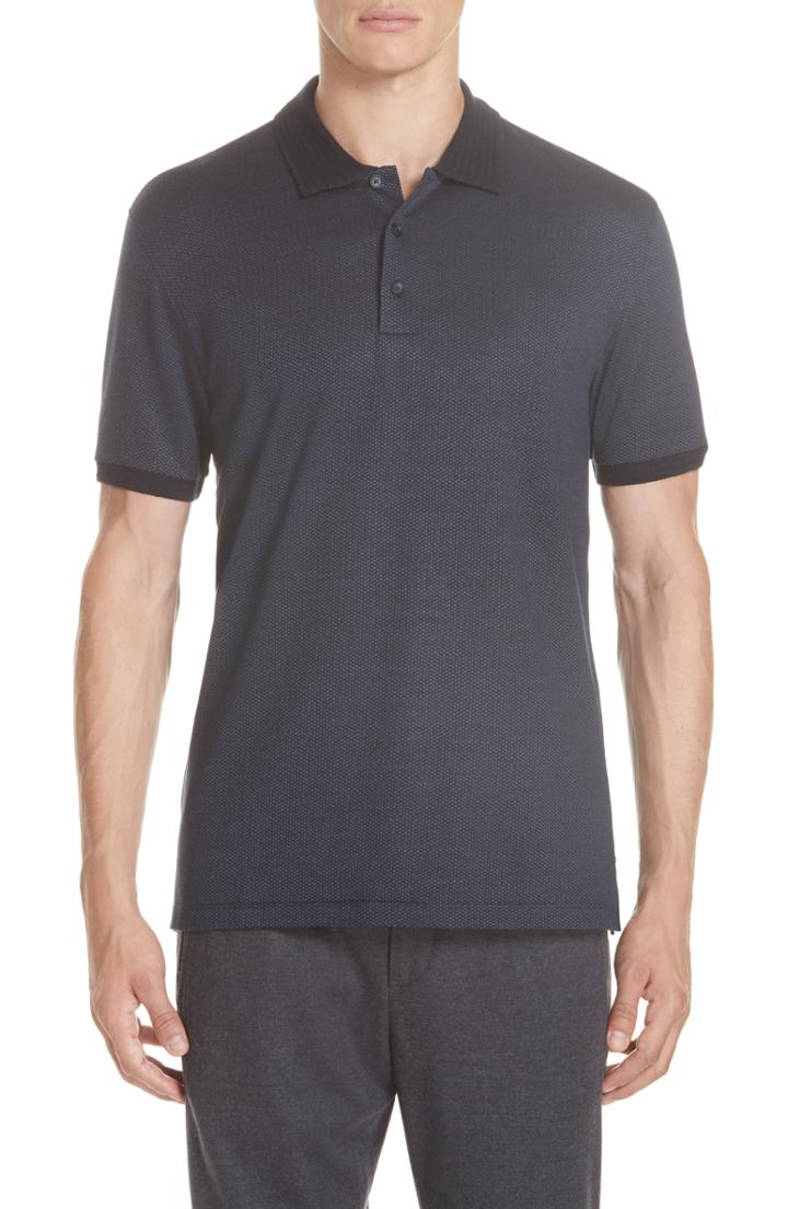Men's Ermenegildo Zegna Cotton & Silk Polo Shirt Us / 54 Eu R - Blue
