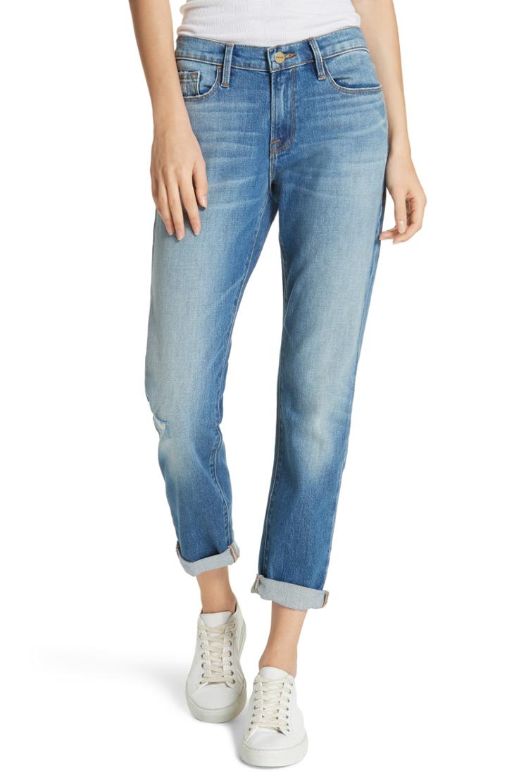 Women's Frame Le Garcon High Waist Ankle Slim Boyfriend Jeans - Blue