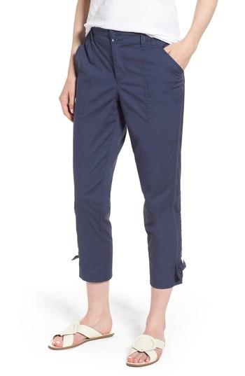 Women's Wit & Wisdom Tie Cuff Stretch Cotton Crop Pants - Blue
