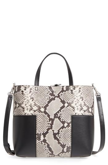 Tory Burch Block-t Mini Snake Embossed Leather Tote - Black
