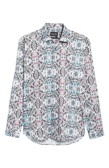 Men's Maceoo Luxor Abstract Mosaique Trim Fit Sport Shirt (l) - Grey
