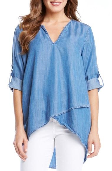 Women's Karen Kane Asymmetrical Wrap Hem Top - Blue