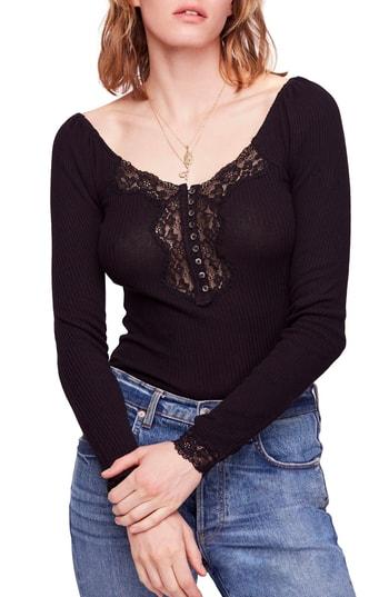 Women's Free People To The West Fitted Top - Black