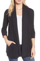 Petite Women's Gibson Cozy Ribbed Cardigan P - Grey
