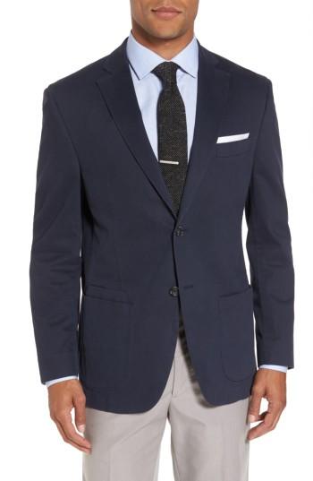 Men's Jkt New York Trim Fit Stretch Cotton Blazer S - Blue