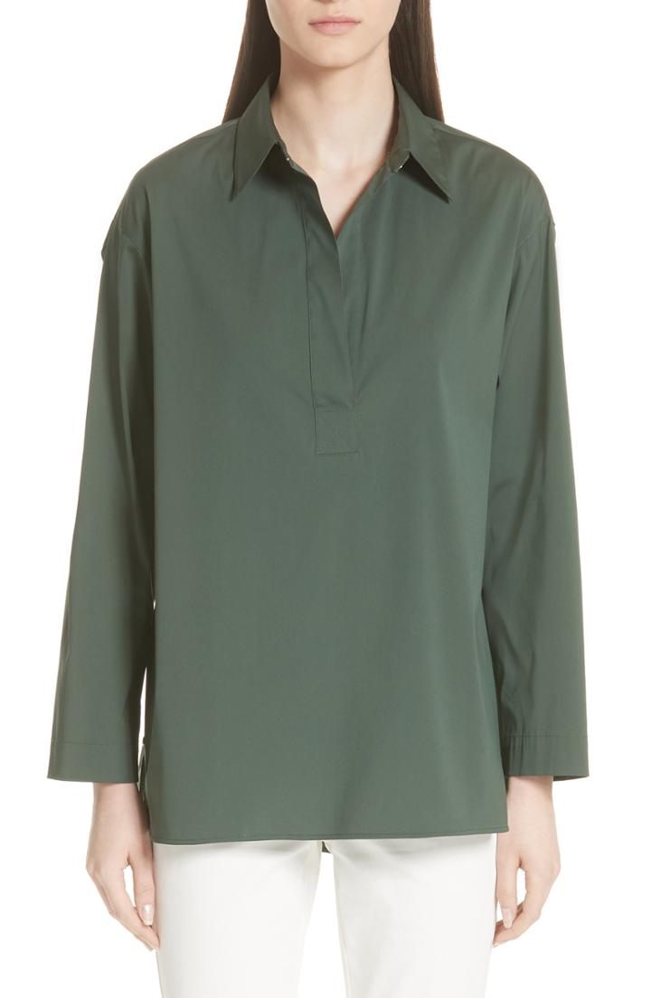 Women's Lafayette 148 New York Beckett Blouse, Size - Green